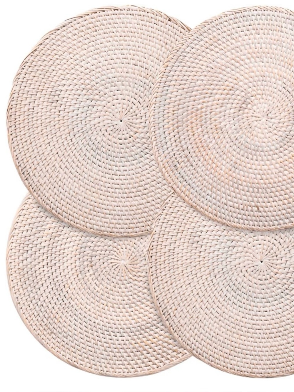 Woven Round Placemats Set of 4 - Light Natural